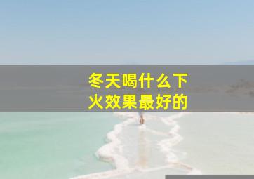 冬天喝什么下火效果最好的