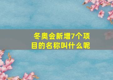 冬奥会新增7个项目的名称叫什么呢