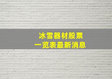 冰雪器材股票一览表最新消息