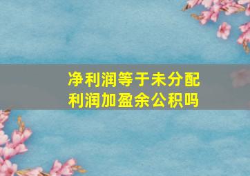 净利润等于未分配利润加盈余公积吗