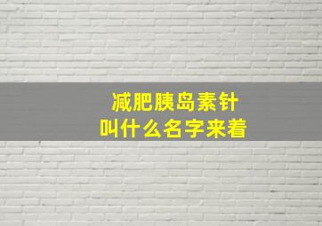 减肥胰岛素针叫什么名字来着