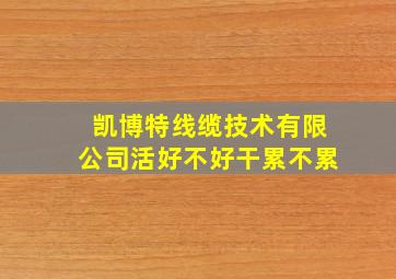 凯博特线缆技术有限公司活好不好干累不累