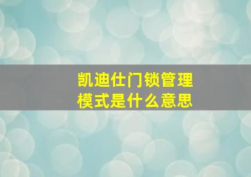 凯迪仕门锁管理模式是什么意思