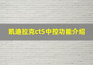 凯迪拉克ct5中控功能介绍