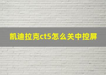 凯迪拉克ct5怎么关中控屏