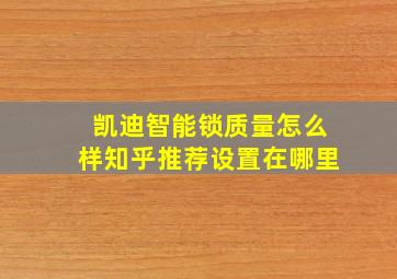 凯迪智能锁质量怎么样知乎推荐设置在哪里