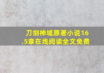 刀剑神域原著小说16.5章在线阅读全文免费