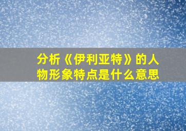 分析《伊利亚特》的人物形象特点是什么意思