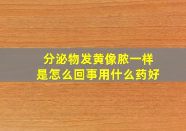 分泌物发黄像脓一样是怎么回事用什么药好