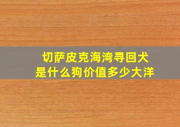 切萨皮克海湾寻回犬是什么狗价值多少大洋