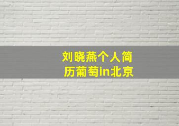 刘晓燕个人简历葡萄in北京