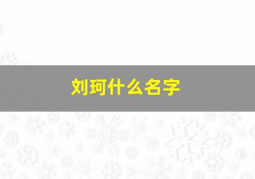 刘珂什么名字