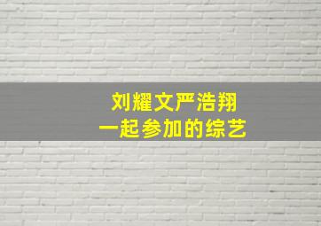 刘耀文严浩翔一起参加的综艺