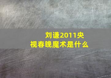 刘谦2011央视春晚魔术是什么