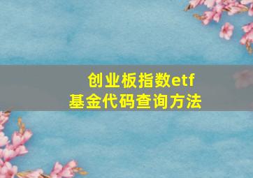 创业板指数etf基金代码查询方法