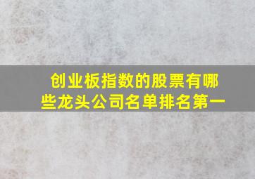 创业板指数的股票有哪些龙头公司名单排名第一