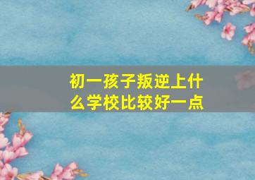 初一孩子叛逆上什么学校比较好一点