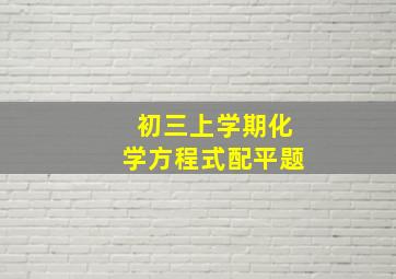 初三上学期化学方程式配平题