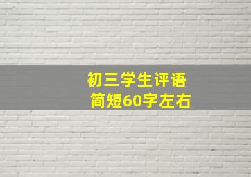 初三学生评语简短60字左右