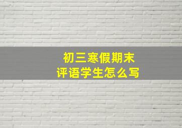 初三寒假期末评语学生怎么写