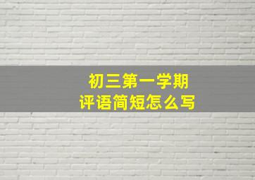 初三第一学期评语简短怎么写