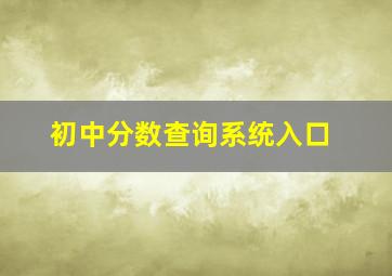 初中分数查询系统入口