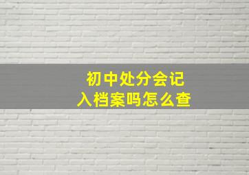 初中处分会记入档案吗怎么查