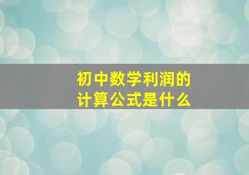 初中数学利润的计算公式是什么