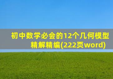 初中数学必会的12个几何模型精解精编(222页word)