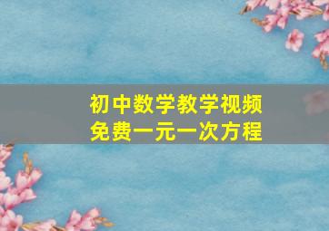 初中数学教学视频免费一元一次方程