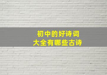 初中的好诗词大全有哪些古诗