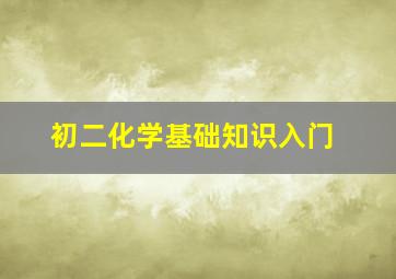 初二化学基础知识入门