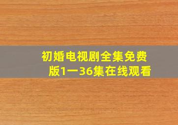 初婚电视剧全集免费版1一36集在线观看