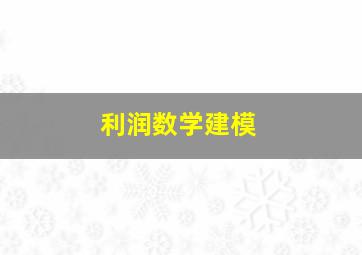 利润数学建模