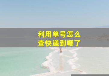 利用单号怎么查快递到哪了