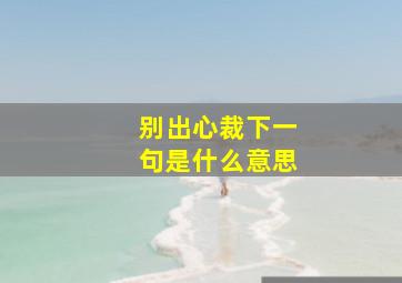 别出心裁下一句是什么意思