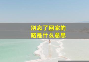 别忘了回家的路是什么意思