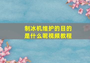 制冰机维护的目的是什么呢视频教程