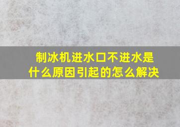 制冰机进水口不进水是什么原因引起的怎么解决