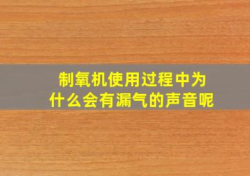 制氧机使用过程中为什么会有漏气的声音呢