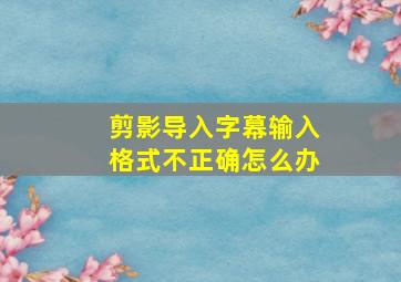 剪影导入字幕输入格式不正确怎么办