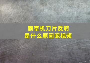 割草机刀片反转是什么原因呢视频