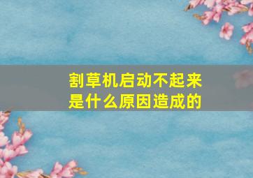 割草机启动不起来是什么原因造成的