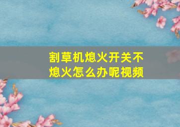 割草机熄火开关不熄火怎么办呢视频