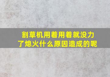 割草机用着用着就没力了熄火什么原因造成的呢