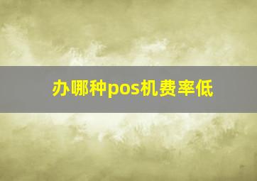 办哪种pos机费率低