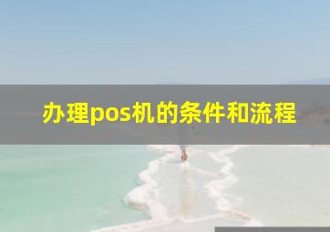 办理pos机的条件和流程