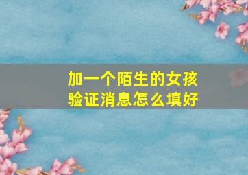 加一个陌生的女孩验证消息怎么填好