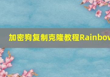 加密狗复制克隆教程Rainbow