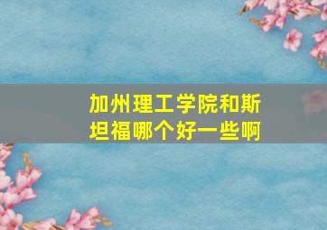 加州理工学院和斯坦福哪个好一些啊